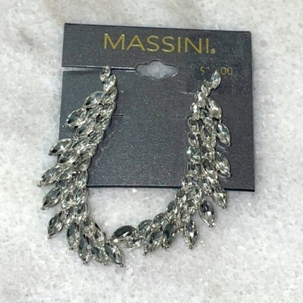 Massini Cubic Zirconia And Silver Tone Stud Earrings